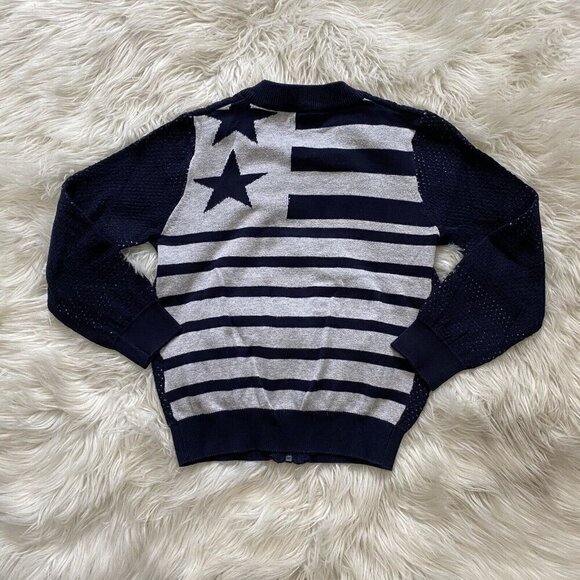 IKKS Knit Cardigan Sweater Patriotic Printed Size 4 America - Picture 6 of 8